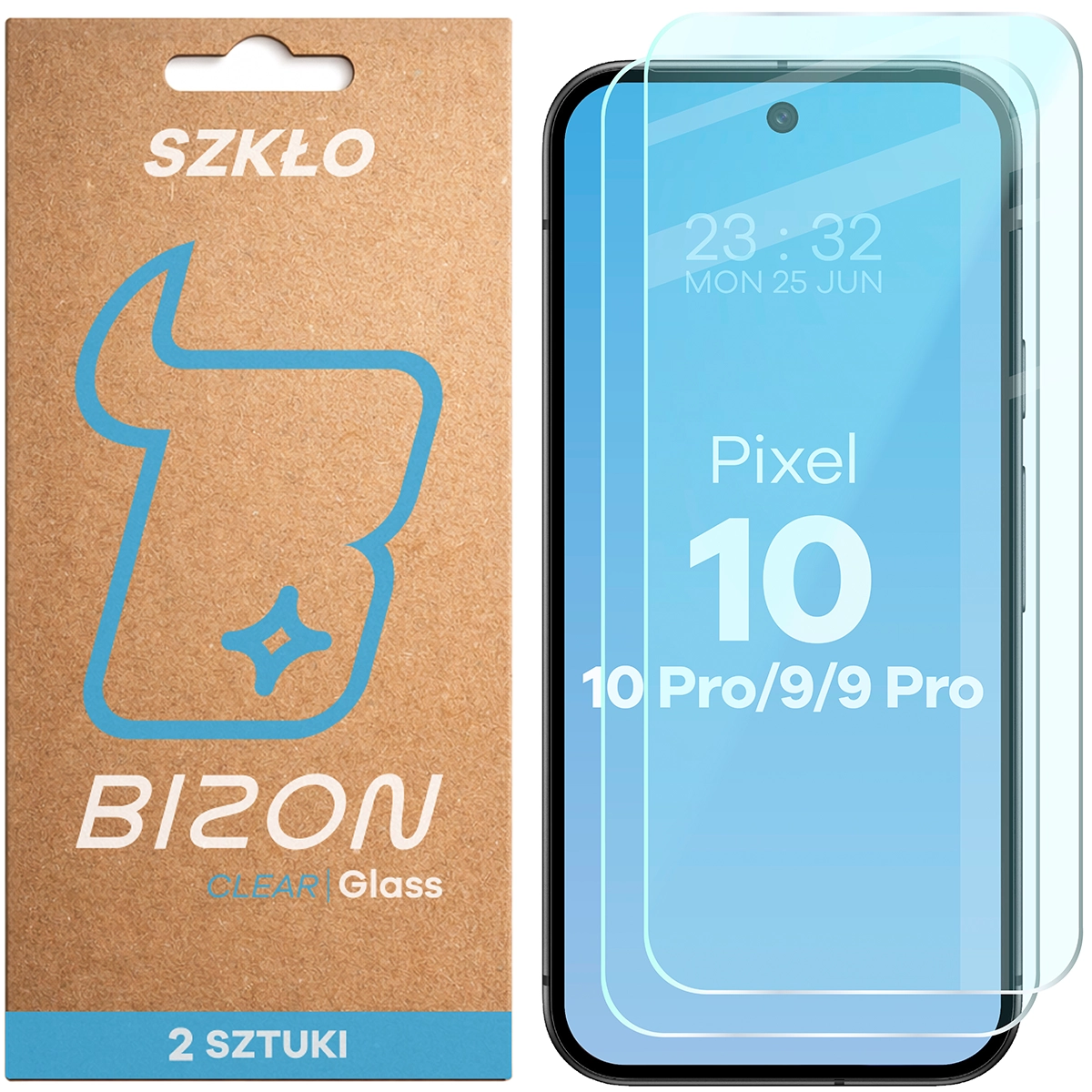 Szkło hartowane Bizon Glass Clear Duo do Google Pixel 10 / Google Pixel 10 Pro / Google Pixel 9 / Google Pixel 9 Pro, 2 sztuki
